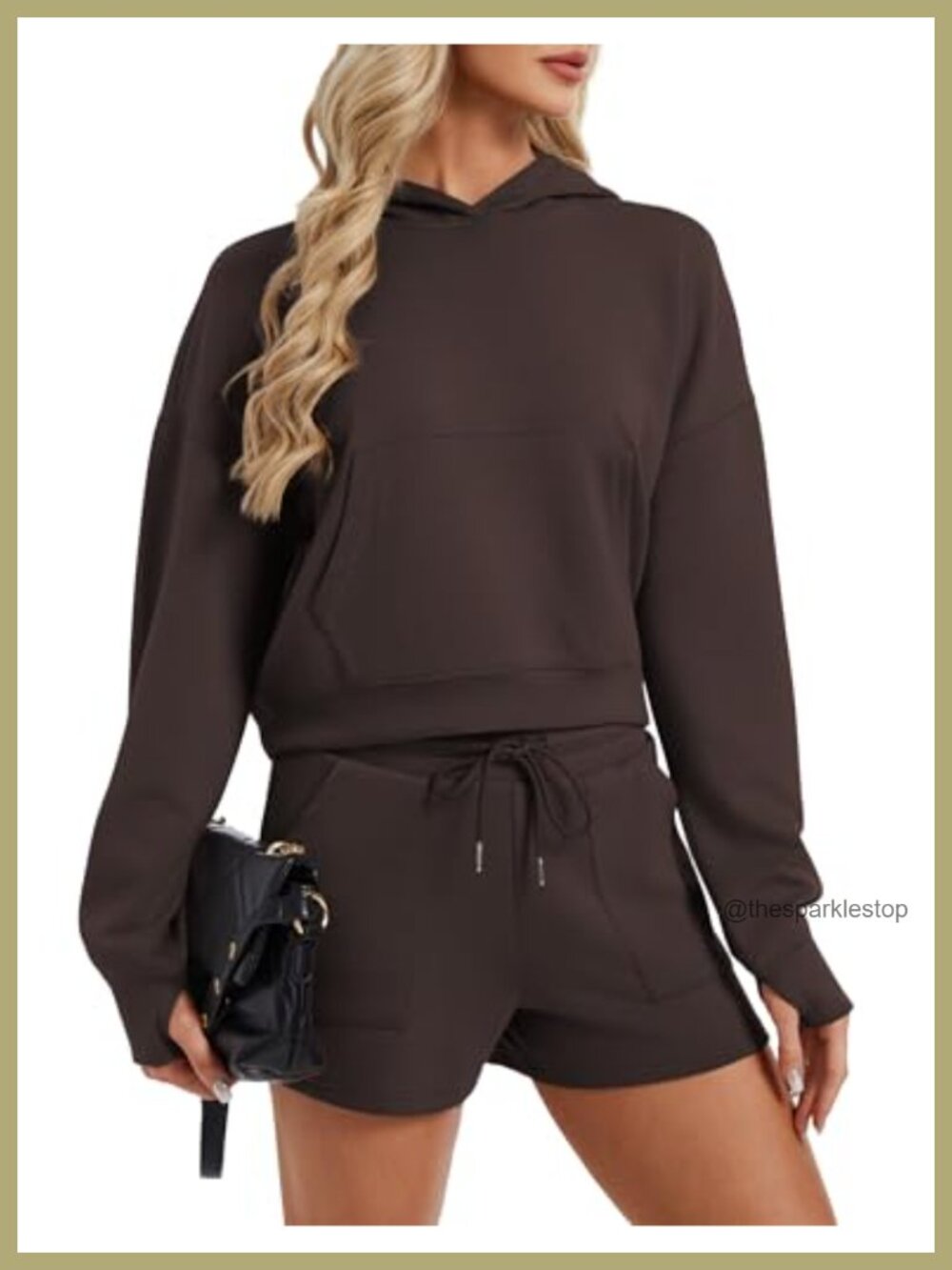SPECIALMAGIC 2 Piece Scuba Knit Lounge Set Cropped Hoodie & Shorts